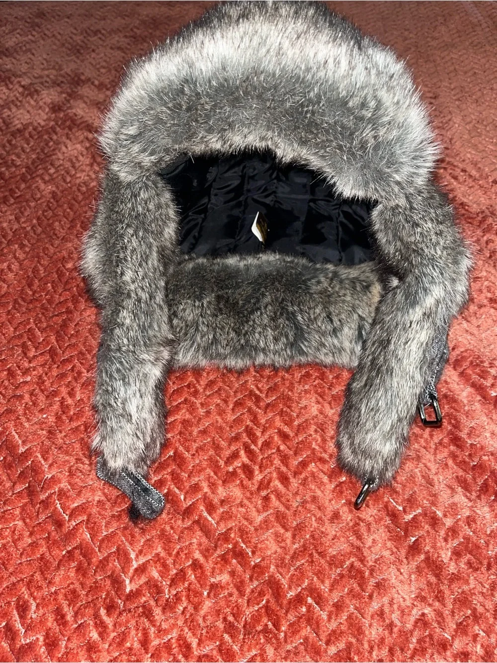 Grey Faux-Fur Trapper Hat for Men - Insulated Winter Earflap Cap